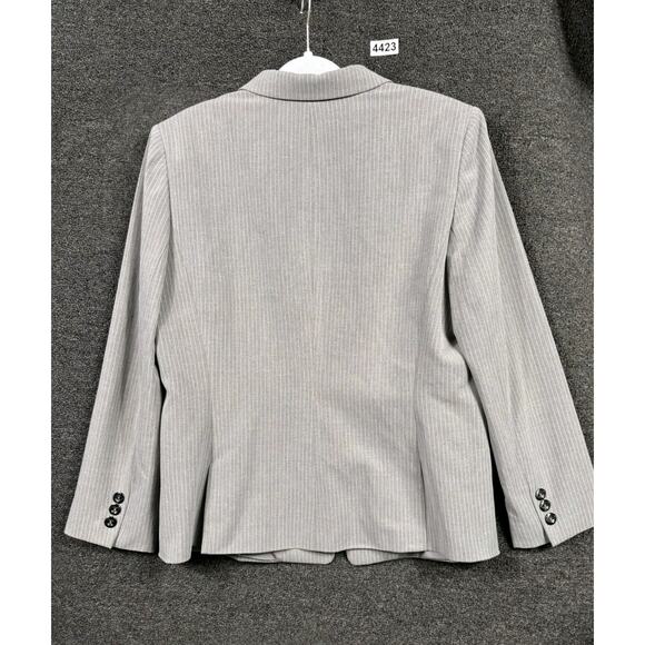 Tahari Arthur S. Levine Blazer Jacket Womens 16 Gray Striped One Button Closure - Picture 2 of 7